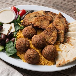 Falafels And Fried Eggplant Platter