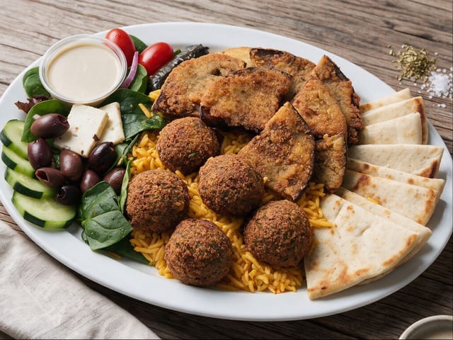 Falafels And Fried Eggplant Platter.