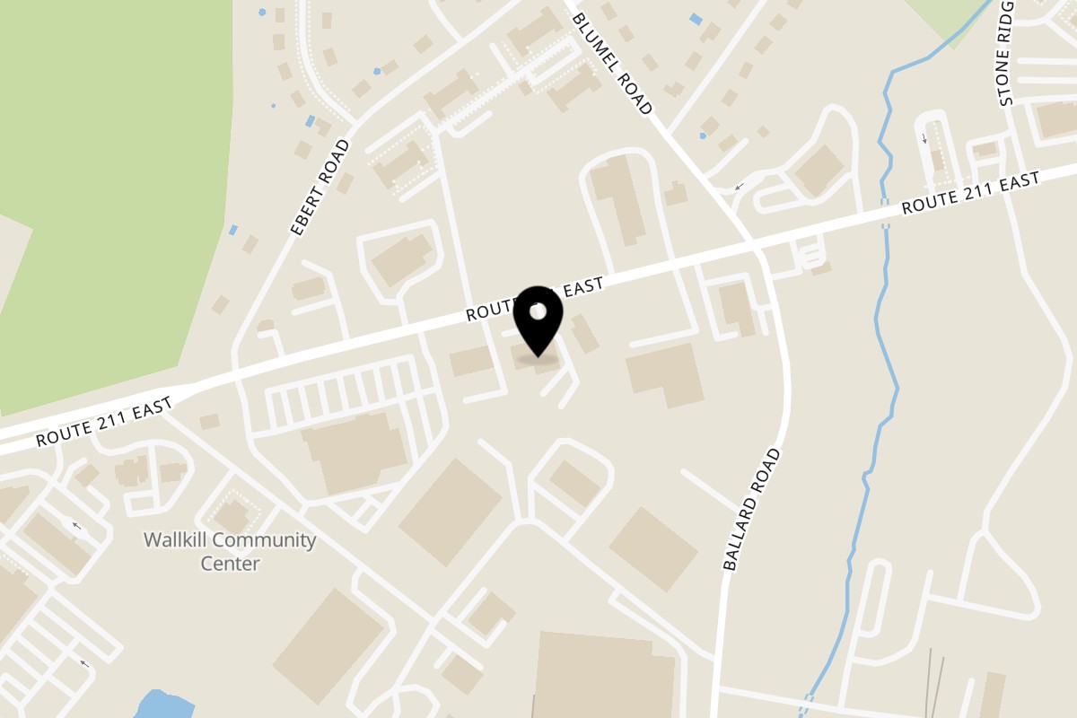 Map showing the location of Olive Falafel on 670 NY-211 in Middletown